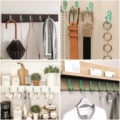 20 Pack Coat Hooks for Hanging (20pcs + Mint Green)