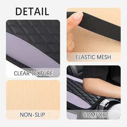 Patchwork Leather Center Console Covers for Cars (Taro Purple)