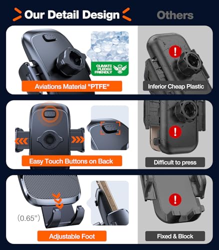 Ultra Durable Phone Holders for Your Car【96+LBS Strongest Suction】 Car Phone Holder Mount (Black)