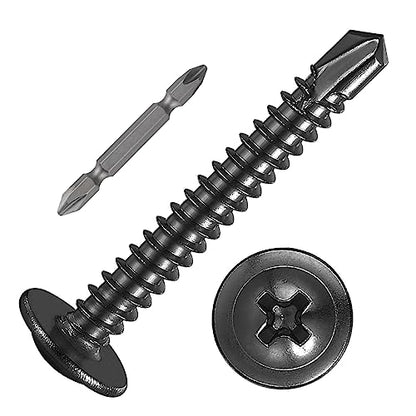 150Pcs)#8×1-1/4” for Sheet Metal Self-Tapping Screws 410 Black Stainless Steel Truss Head High-Strength Quick Tapping (#8X1-1/4" / Black)