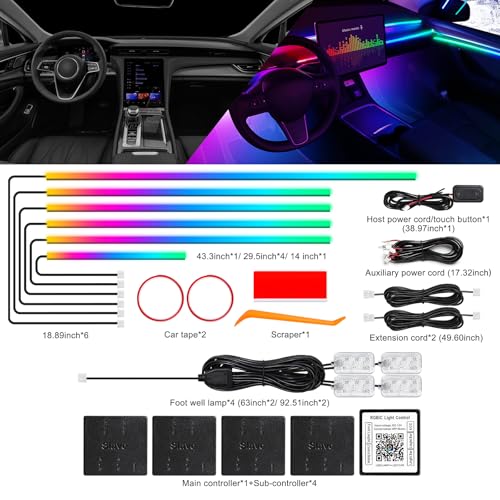 Dreamcolor Acrylic Interior Car LED Strip Light with Wireless APP (Dreamcolor 10 in 1)