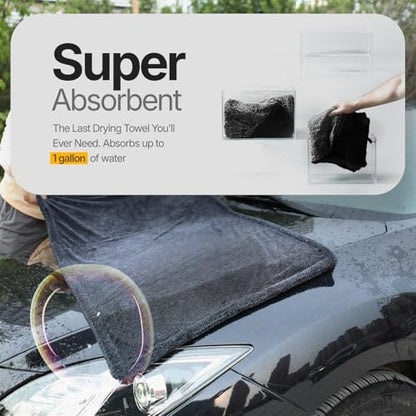 Crystal Clean 1300GSM Microfiber Car Drying Towel (Dark Grey / Pack of 1)