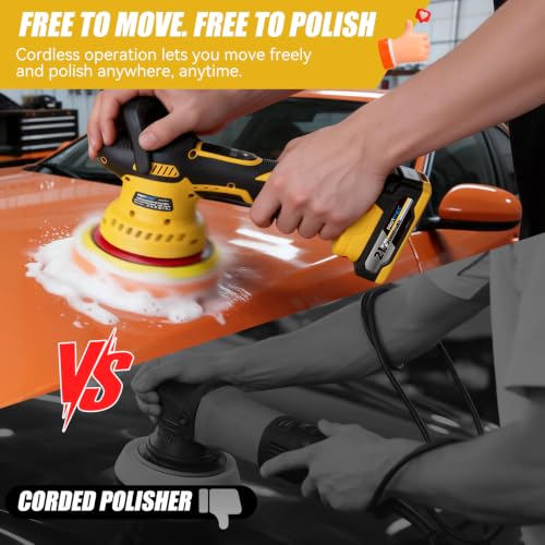 Cordless Car Buffer Polisher w (Yellow)