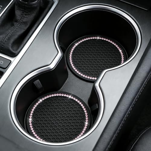 4PCS Bling Car Cup Coaster (4 Count / Black and Pink)