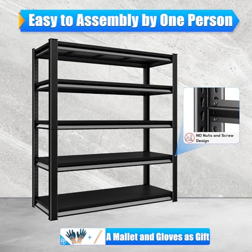 48" W Garage Shelving Heavy Duty (48"W×18"D×78"H / Black)