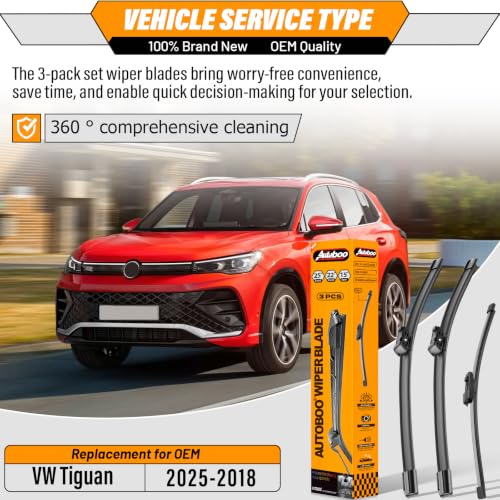 Windshield Wiper Blade Replacement for Volkswagen Tiguan 2018 (25"+22"+14")