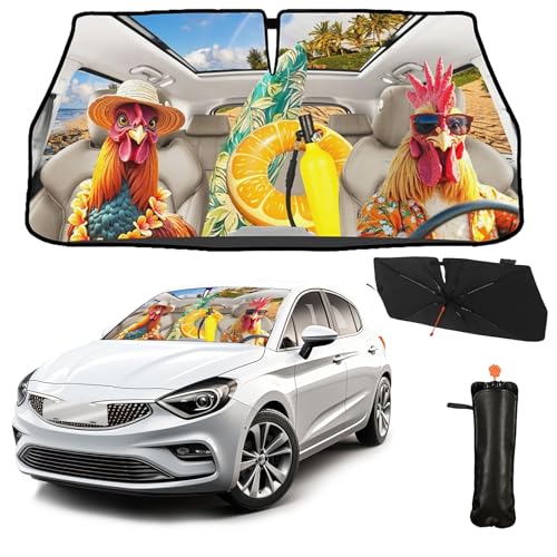 Funny Animal Car Windshield Sun Shade Umbrella (rooster-3)