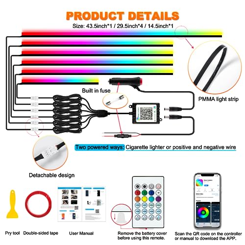 Interior Car LED Strip Lights (6 pieces (dimensions not specified))