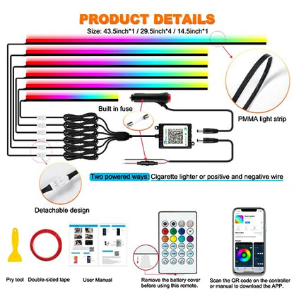 Interior Car LED Strip Lights (6 pieces (dimensions not specified))