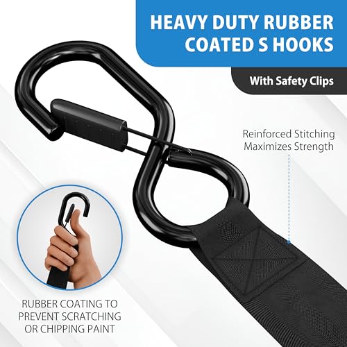 USA Based Retractable Ratchet Straps (1in x 6ft - 2 Pack / Black)