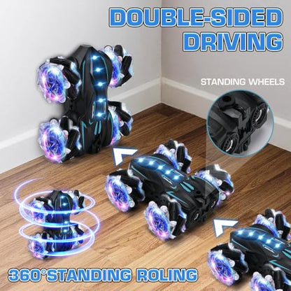 Upgraged Gesture Sensing RC Stunt Car with Lights & Music (Deep Blue / 1:18)