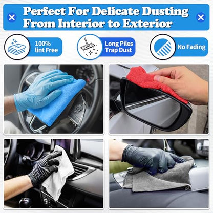 Shop Towels Microfiber Cleaning Cloth Bulk (200PK / 4 Colors)