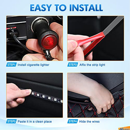 RGB LED Car Interior Stripe Light with APP Control Multicolor Music Sync Mode Waterproof Car Under (APP RGB Lights)