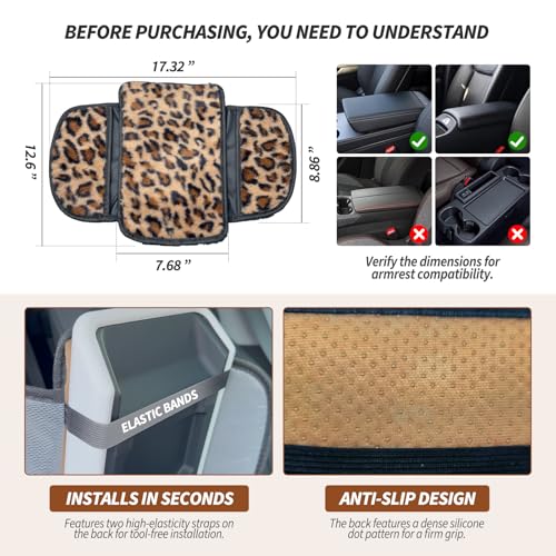 Plush Fuzzy Car Center Console Cover with Side Pockets