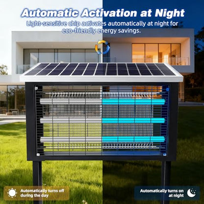 Heavy Duty Solar Bug Zapper for 8000 sq.ft with 30W Solar Panel (30W for 8000 sq.ft)