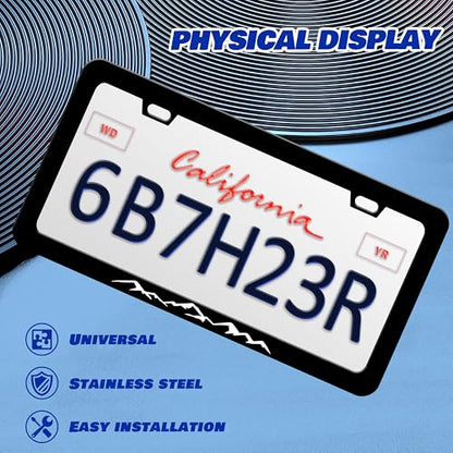 Black White Mountains License Plate Frame Stainless Steel 6x12 Inch 2 (Black White Mountains)