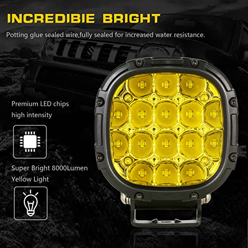4Inch Amber Round LED Offroad Lights Yellow Fog Lights Pod Lights (Amber)