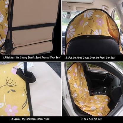 Car Seat Cover Protector Front Seats (1Pcs Front Seat Towel / Chamomile and Yellow)