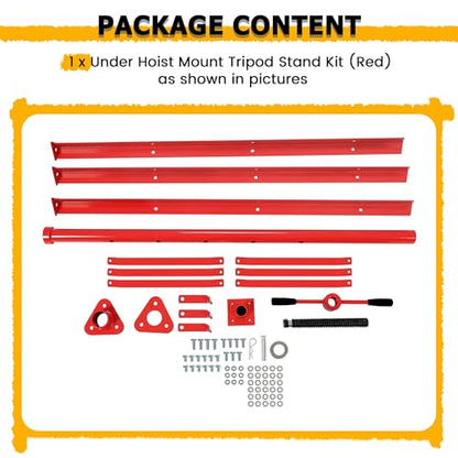Adjustable Under Hoist Tripod Stand 2 Ton High Lift Jack Stand Reach (Red)