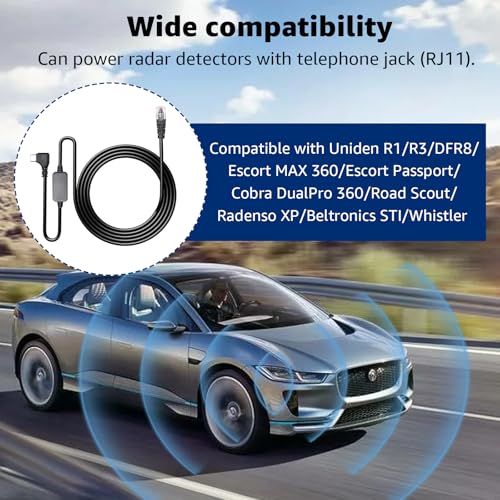 USB C to RJ11 Radar Detector Power Cord for Escort Uniden Cobra (9.84FT)