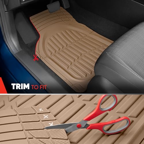 FlexTough LITE Rubber Car Mats Full Set (Full Set Lite (Sedan, Compact) / Beige Lite)