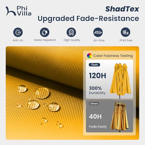 15ft Large Outdoor Patio Umbrella with Base Included (Golden Yellow)