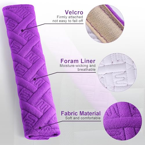 2 Pack Universal Car Seat Belt Pads Cover for A More Comfortable Driving (purple)