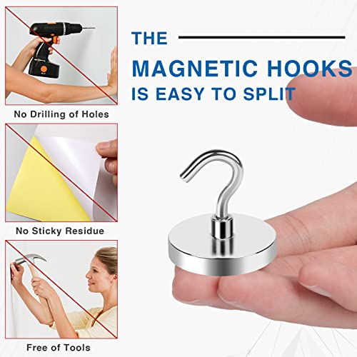 Magnetic Hooks for Cruise Cabins 130LBS Heavy Duty Magnet Hook 4 P (Silver / 1.26in)
