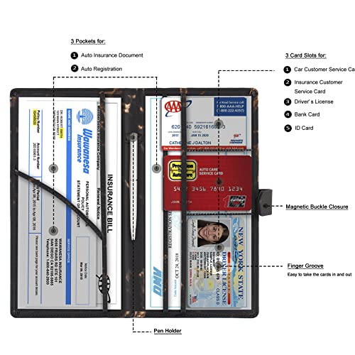 Car Registration and Insurance Card Holder (T Marble Black)