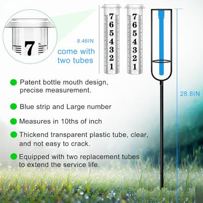Rain Gauge Outdoor (Large rain gauge with 2 tubes)