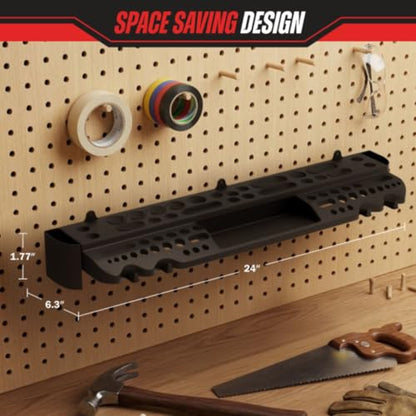 Wall Mount Hand Tool Organizer with 61 Holes and 4 Hooks