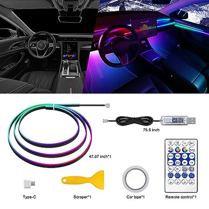 Dreamcolor Acrylic Interior Car LED Strip Light with USB (Dreamcolor 1 Light (47.24 inch))
