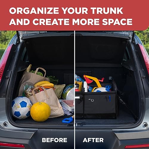 Car Trunk Organizer for SUV & Truck Cargo Storage (Large / Black)