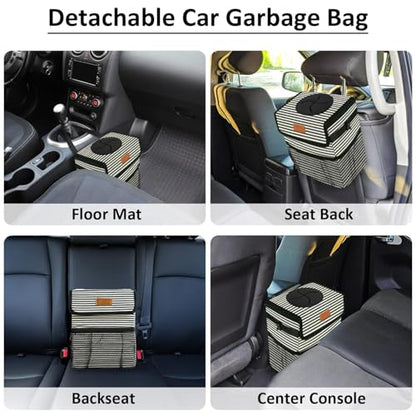 Leak Proof Car Trash Can with Lid Stripe Print (Stripe Print / 2 Gallons)