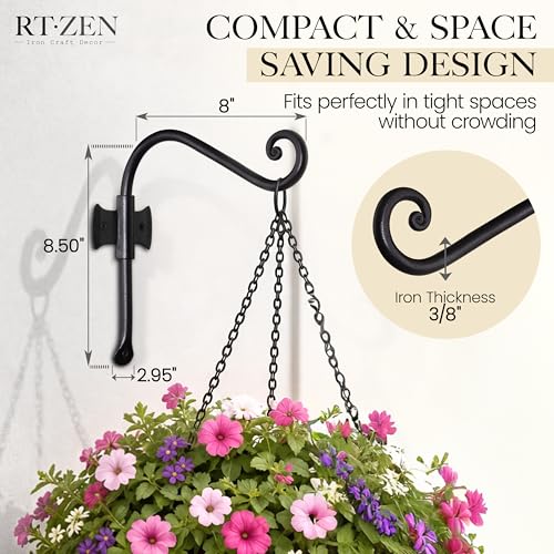 Plant Hangers Outdoor or Indoor Heavy Duty Wall Bracket Hooks (7.5 Inch / Axe Hooks)