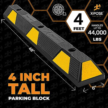48" Heavy Duty Rubber Parking Stopper (1) Yellow Parking Stoppers / 2) 48 Inch)