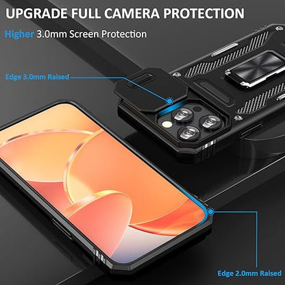 Heavy Duty Phone Case for 16 Pro Case with Camera Cover Black (iPhone 16 Pro 【6.3 inch】 / Black)