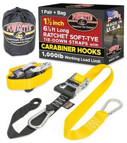 1.5 inch x 6.5ft Ratchet Straps w (6.5 ft + Storage Bag / Yellow)