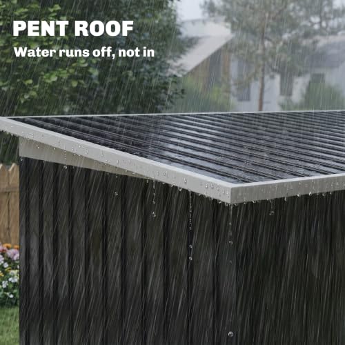 9' x 4' Outdoor Storage Shed Sloping Roof Lockable Door Gray (Dark Gray / 9' x 4')