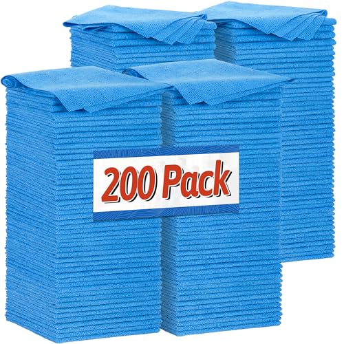 Shop Towels Microfiber Cleaning Cloth Bulk (200PK / Blue)