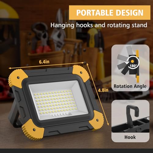 Rechargeable Magnetic LED Work Light (Black + Yellow)