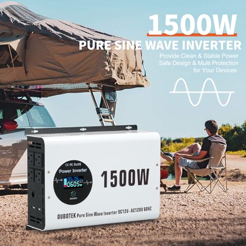 1500W Pure Sine Wave Power Inverter 12V to 120V AC (1500W-Wireless / 12V)