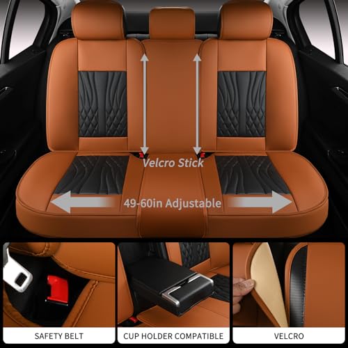 Leather Car Seat Covers (Brown&Black/Full Set)