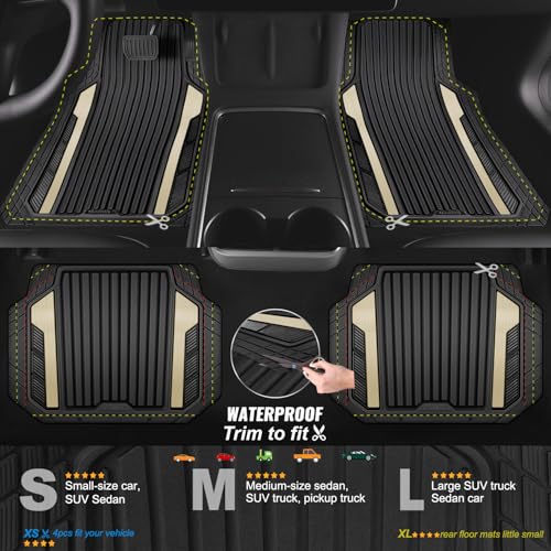 Heavy Duty Rubber Car Mats Metallic (Black and Golden)
