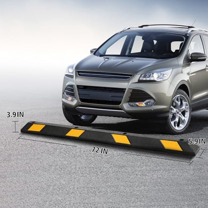 Heavy Duty Rubber Parking Curb1 with 8 Reflective Strips