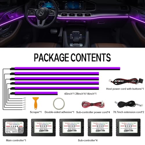 RGB Acrylic Ambient Lighting Car Lights (RGB color 6 lights)