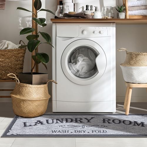 20" x 53" Laundry Room Rug (Laundry Gray Text)