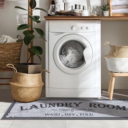 20" x 53" Laundry Room Rug (Laundry Gray Text)