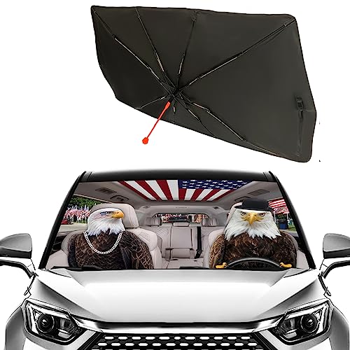 Eagle Car Windshield Sun Shade Umbrella American Flag Sunshade (57X31 Inch / Color-EG6)