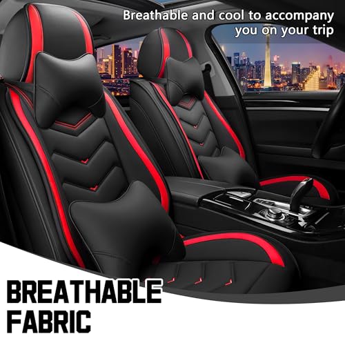 Car Seat Covers for Chrysler Pacifica 2004 (2 Pcs Front with Pillow / Black Red)